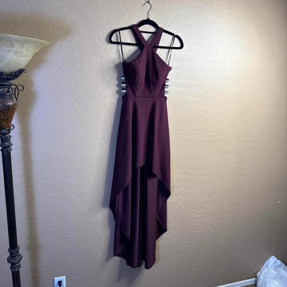 Speechless Burgundy High Low Halter Evening Dress Size 3 Formal Party